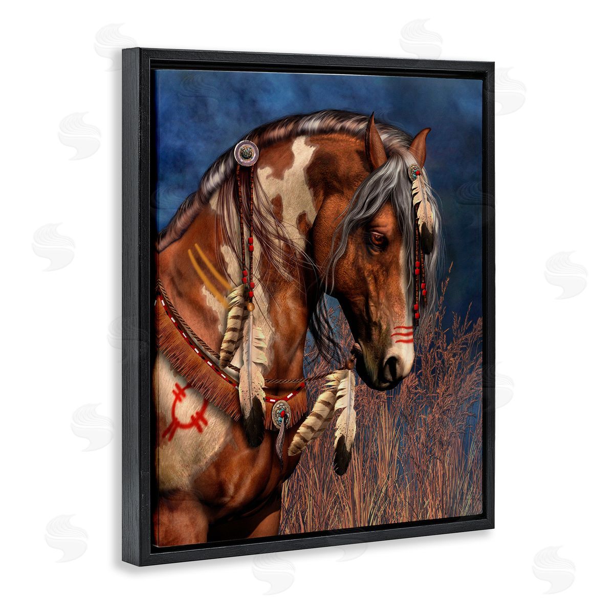 Laurie Prindle War Pony Portrait Black Floater Frame Canvas Artside_