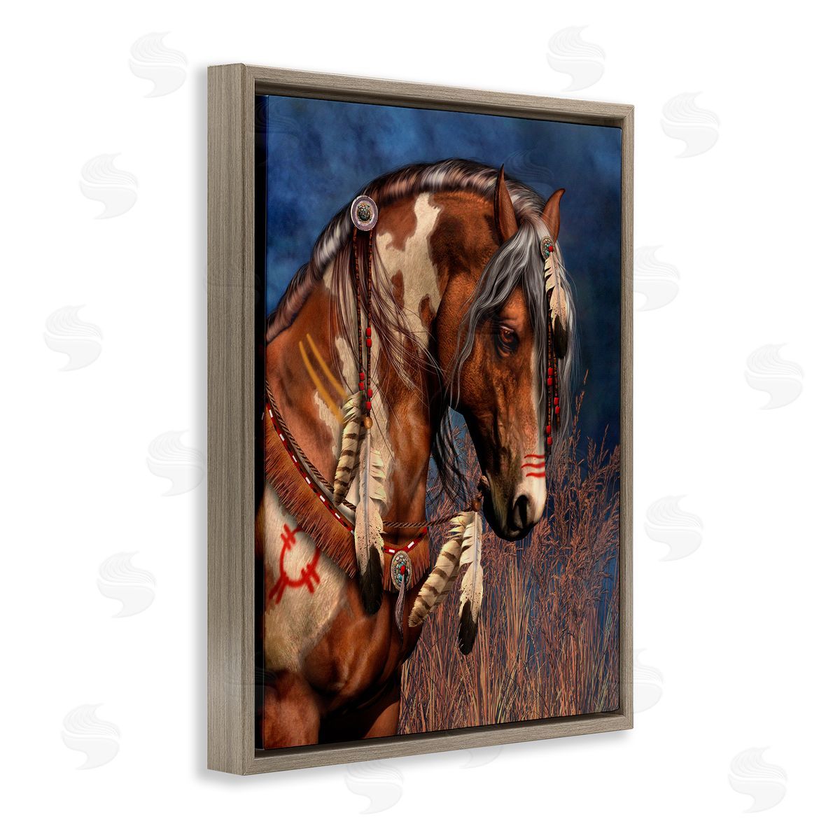 Laurie Prindle War Pony Portrait Brown Floater Frame Canvas Artside_