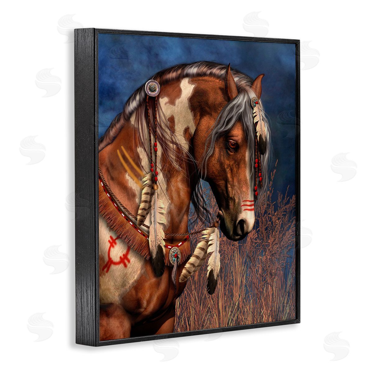 Laurie Prindle War Pony Portrait Black Framed Giclee Wall Artside_