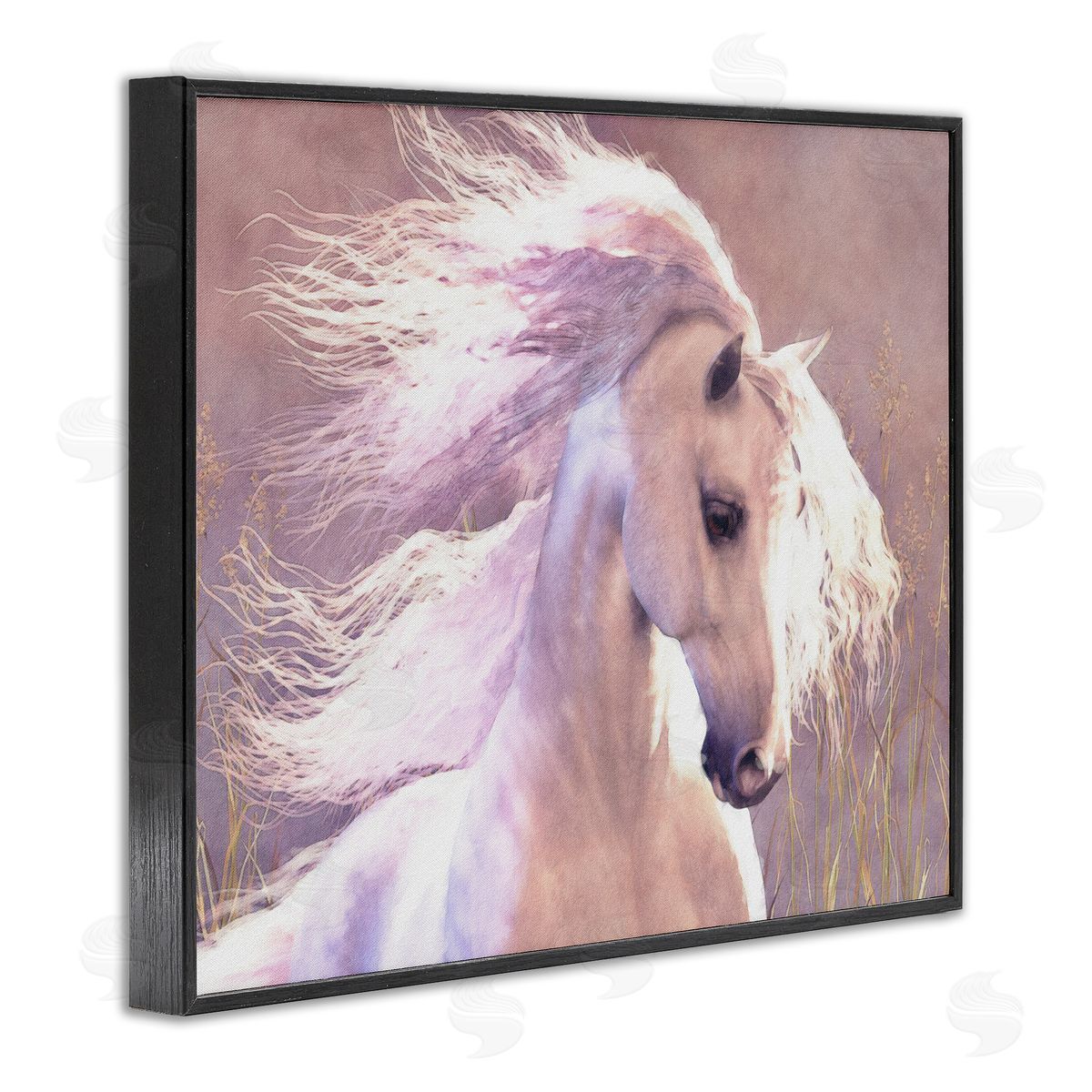 Laurie Prindle White Horse in Nature Black Framed Giclee Wall Artside_
