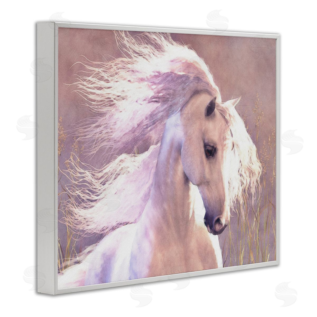 Laurie Prindle White Horse in Nature White Framed Giclee Wall Artside_