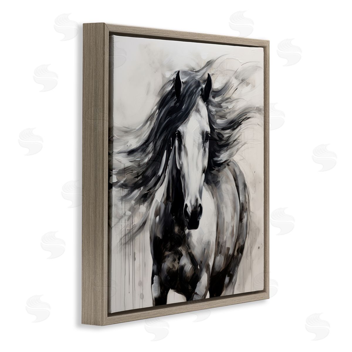 Irena Orlov Black Horse Abstraction Brown Floater Frame Canvas Artside_