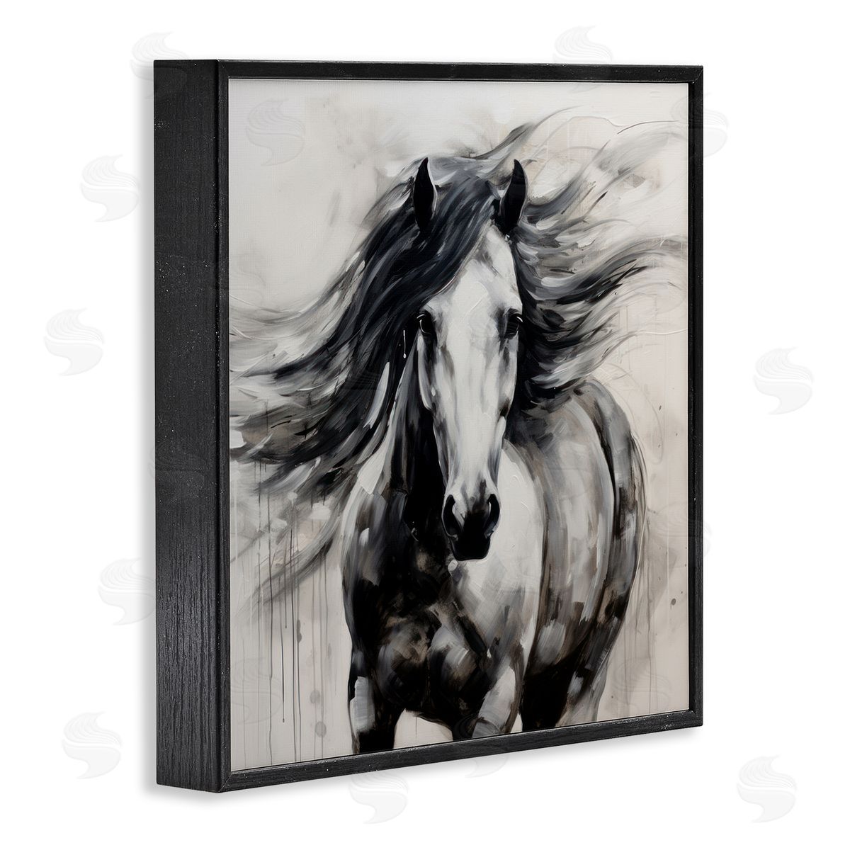 Irena Orlov Black Horse Abstraction Black Framed Giclee Wall Artside_