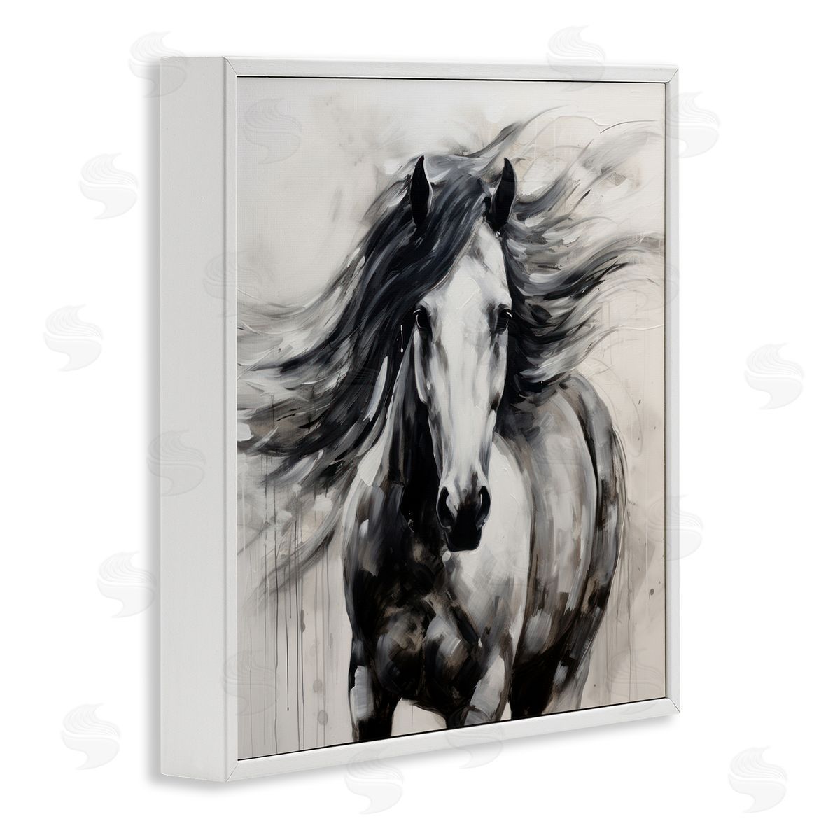 Irena Orlov Black Horse Abstraction White Framed Giclee Wall Artside_