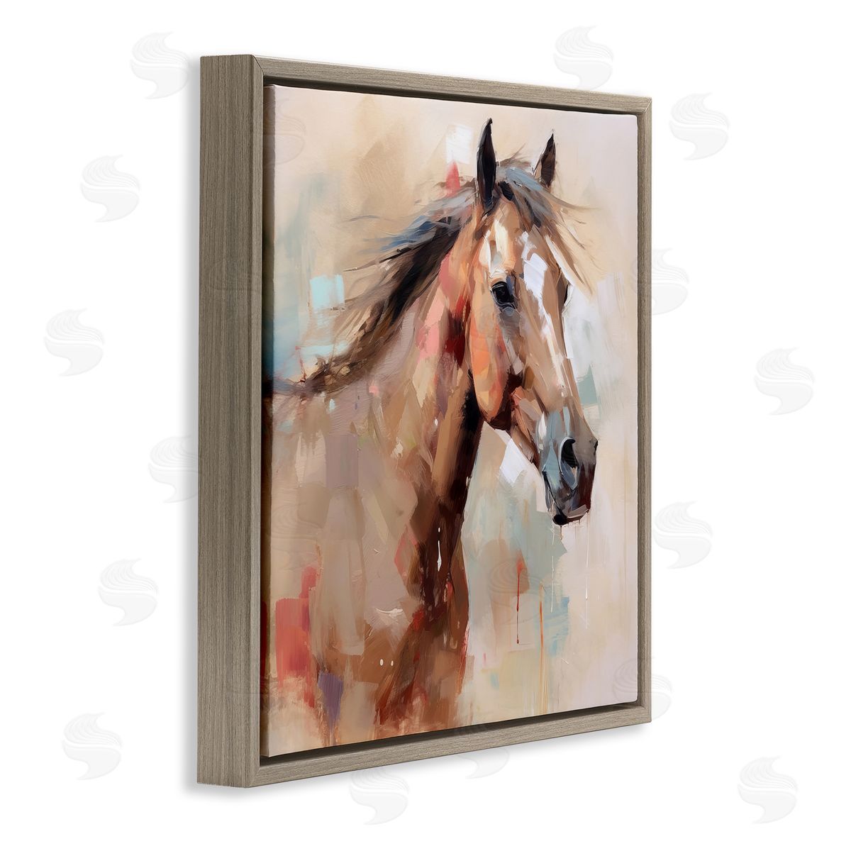 Irena Orlov Modern Horse Painting Brown Floater Frame Canvas Artside_