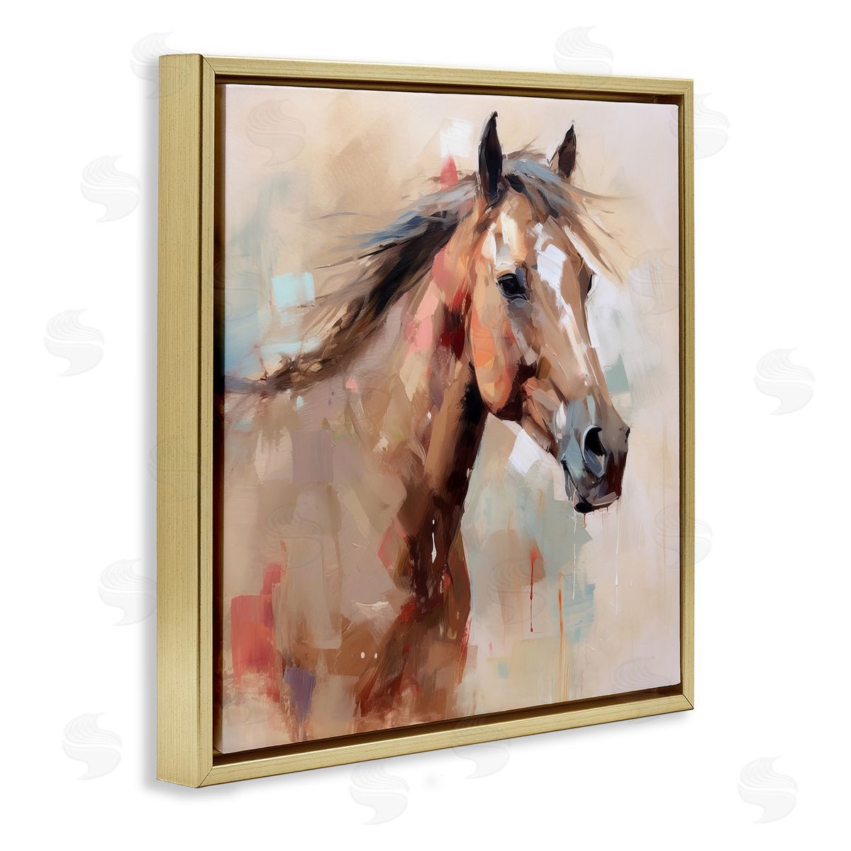 Irena Orlov Modern Horse Painting Gold Floater Frame Canvas Artside_