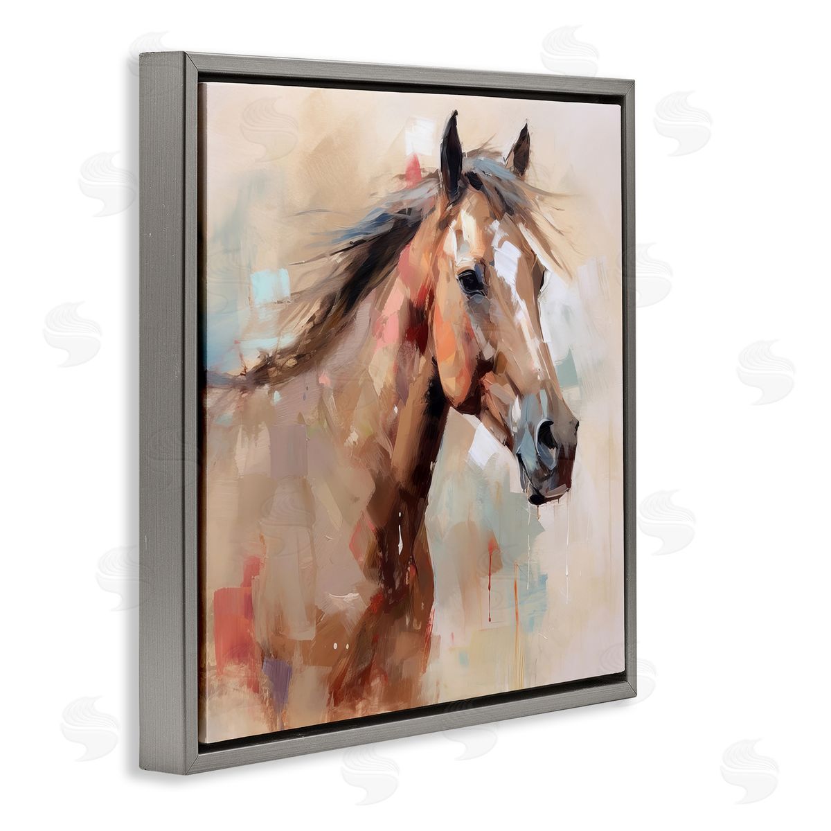 Irena Orlov Modern Horse Painting Gray Floater Frame Canvas Artside_