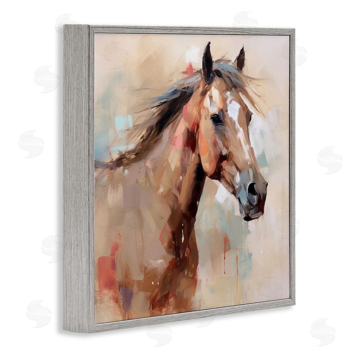 Irena Orlov Modern Horse Painting Gray Framed Giclee Wall Artside_