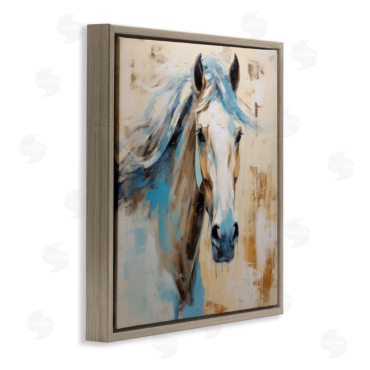 Irena Orlov Modern Stallion Portrait Brown Floater Frame Canvas Artside_
