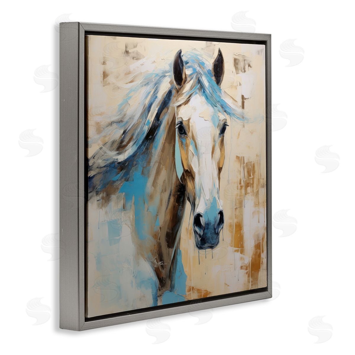 Irena Orlov Modern Stallion Portrait Gray Floater Frame Canvas Artside_