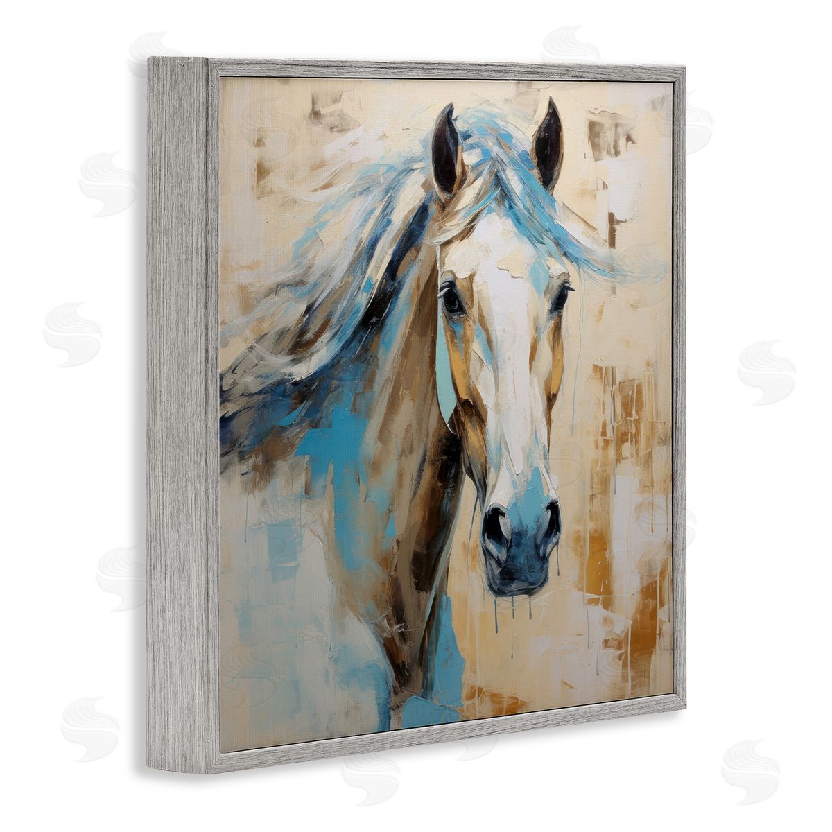 Irena Orlov Modern Stallion Portrait Gray Framed Giclee Wall Artside_