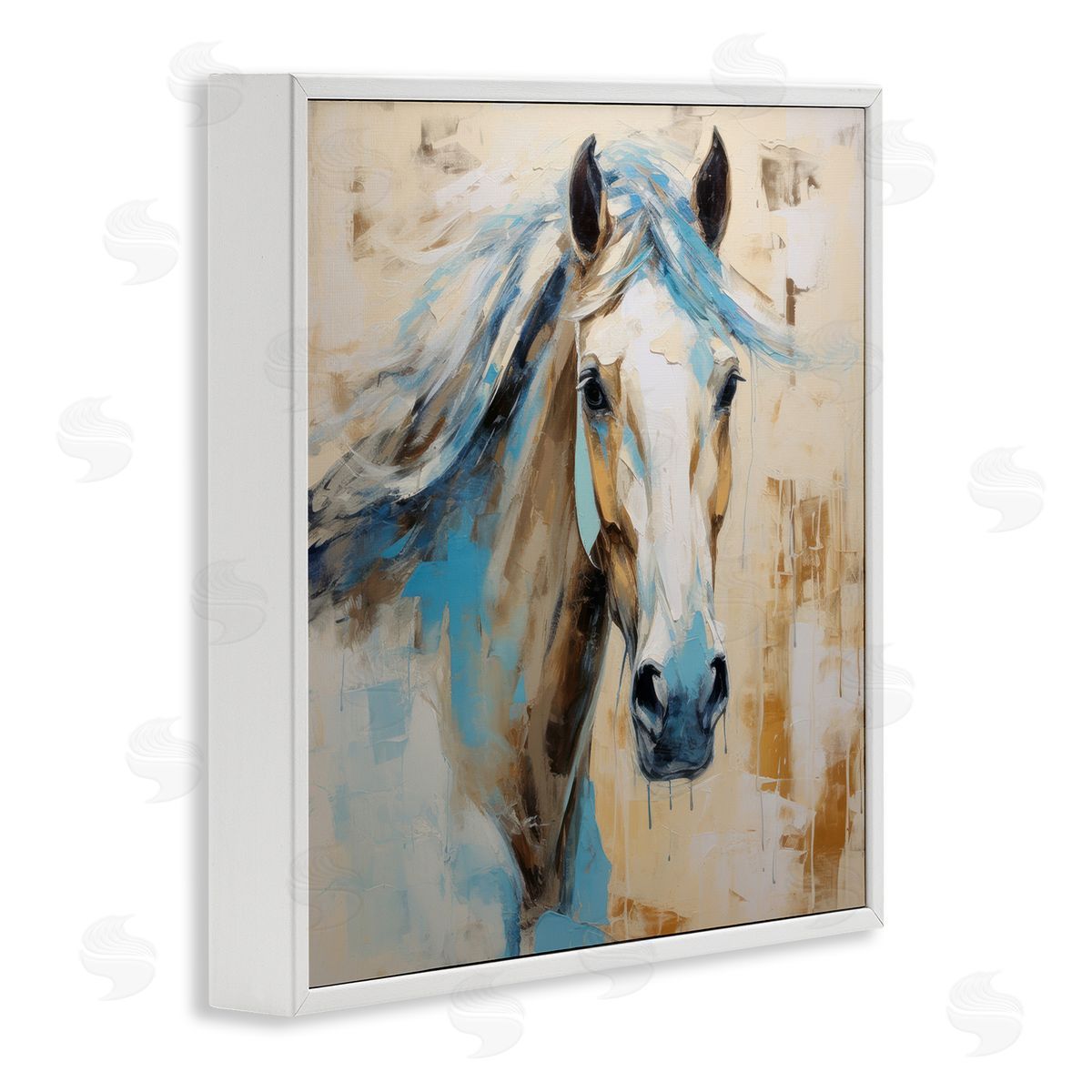 Irena Orlov Modern Stallion Portrait White Framed Giclee Wall Artside_