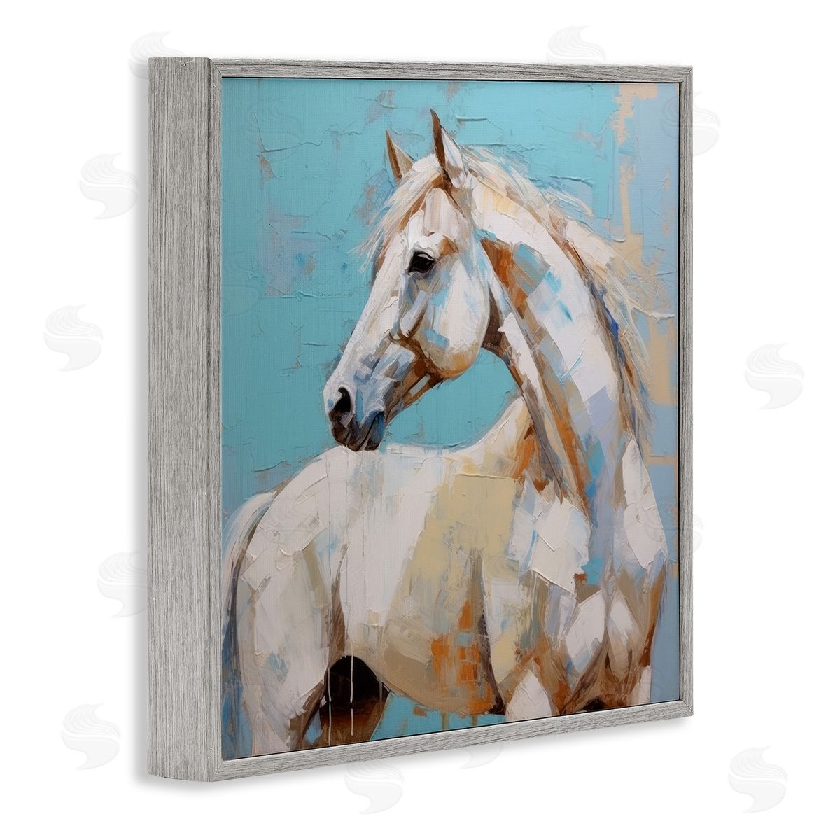 Irena Orlov Modern Horse on Blue Gray Framed Giclee Wall Artside_