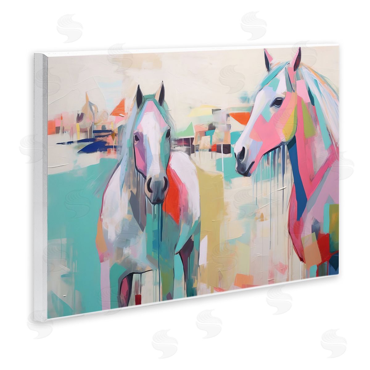 Irena Orlov Abstract Pastel Horses Wall Plaque Artside_