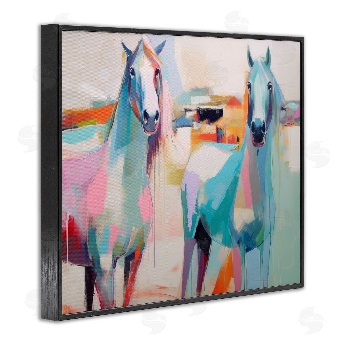 Irena Orlov Pastel Stallions Duo Black Framed Giclee Wall Artside_
