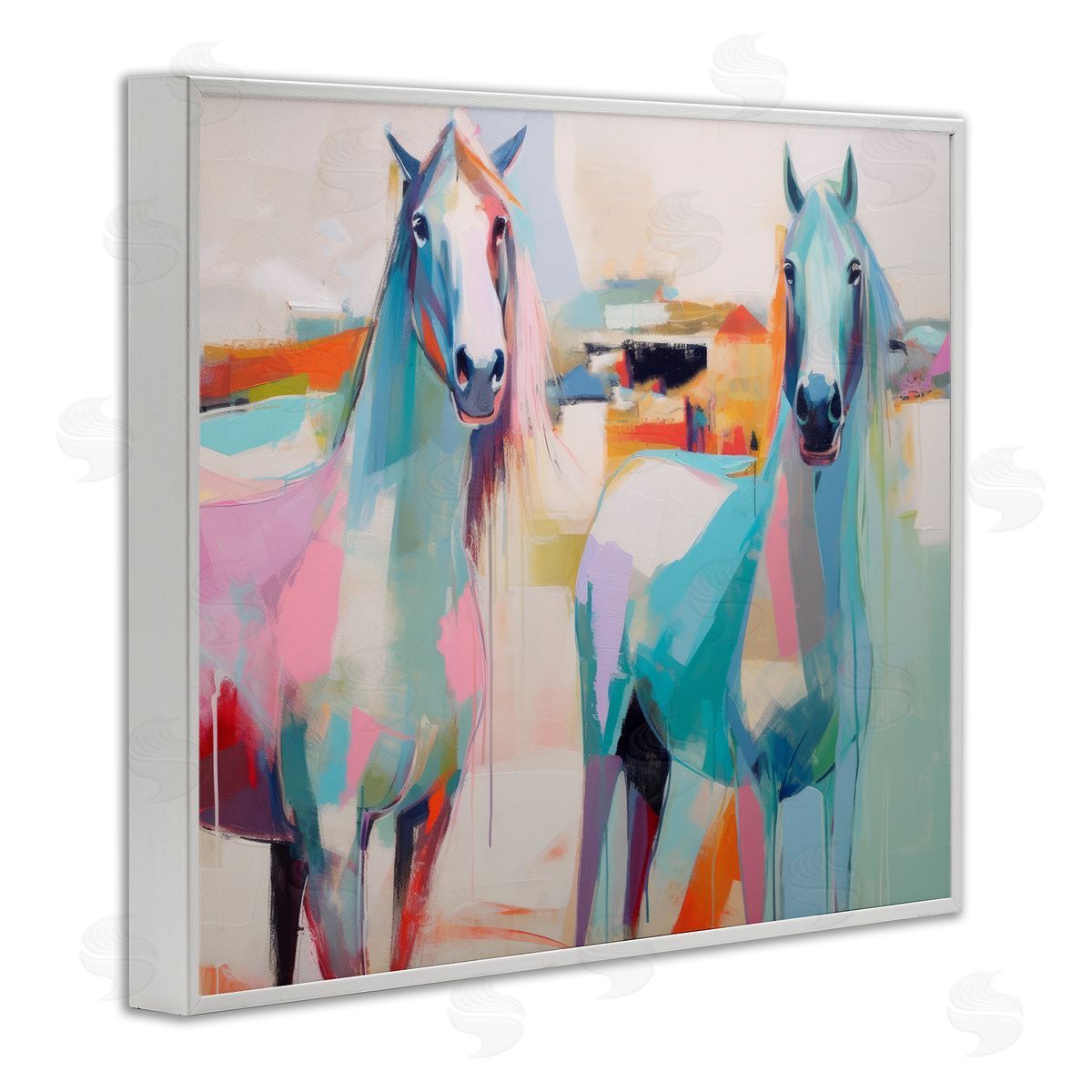 Irena Orlov Pastel Stallions Duo White Framed Giclee Wall Artside_