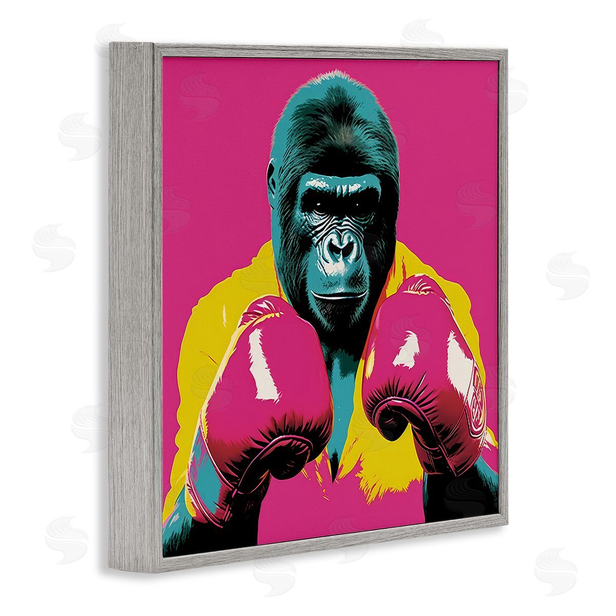 Irena Orlov Gorilla Boxing Portrait Gray Framed Giclee Wall Artside_