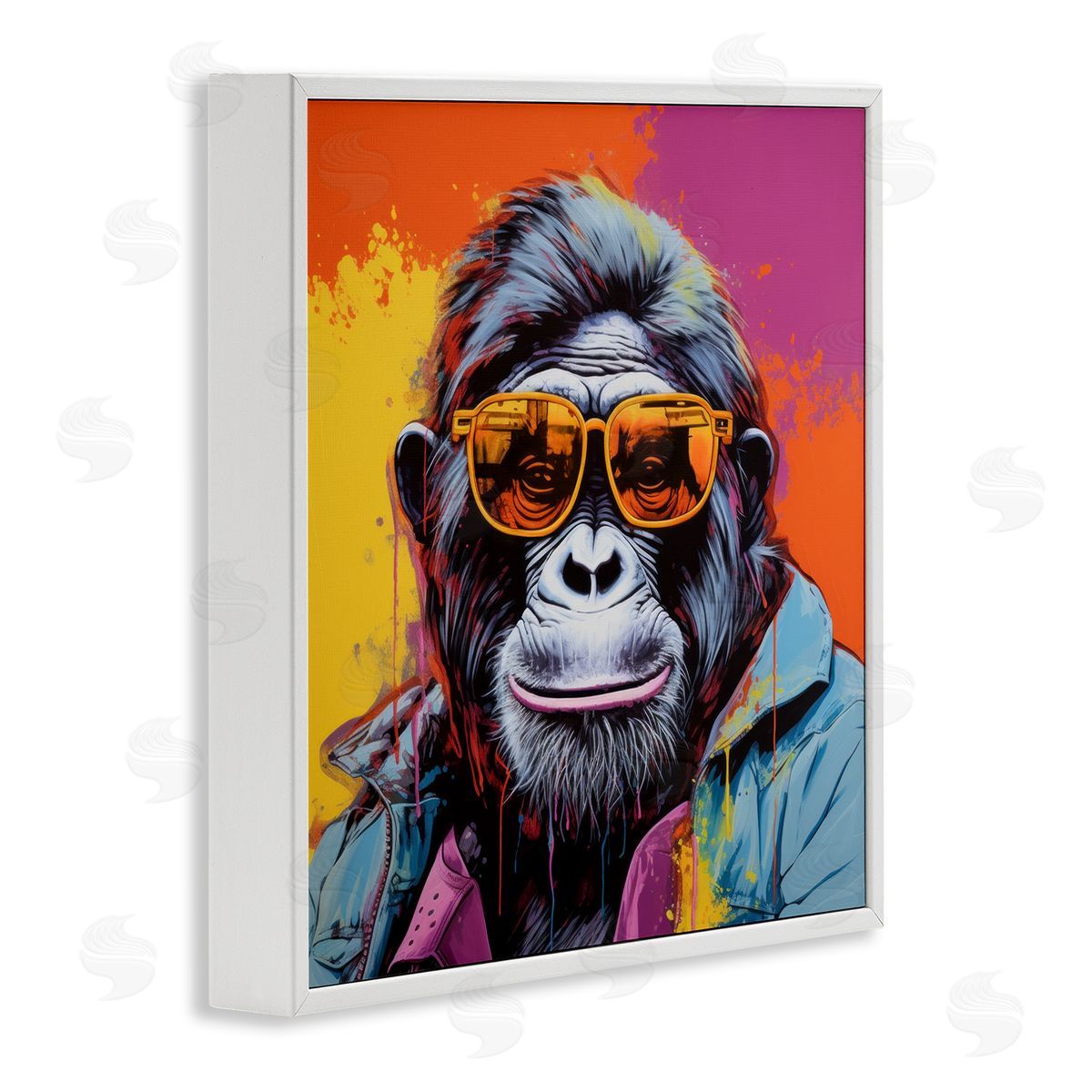 Irena Orlov Modern Urban Gorilla White Framed Giclee Wall Artside_