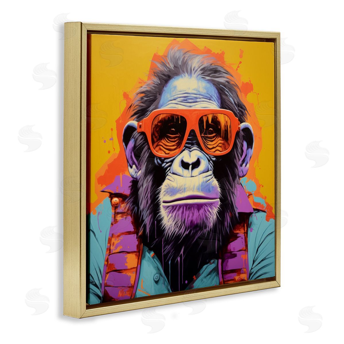 Irena Orlov Pop Style Gorilla Gold Floater Frame Canvas Artside_