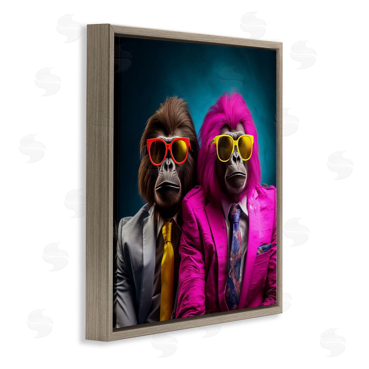 Irena Orlov Gorillas in Suits Brown Floater Frame Canvas Artside_