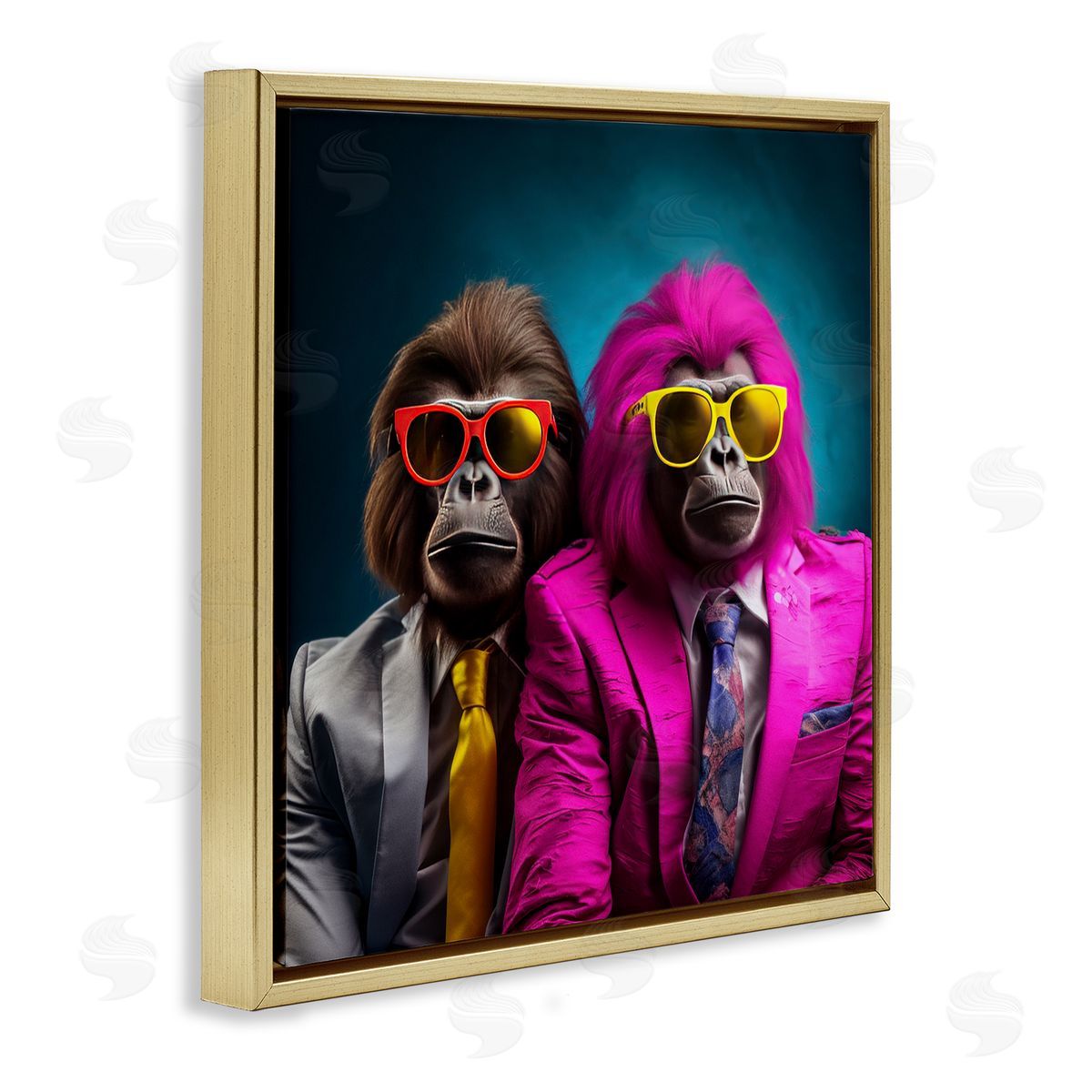 Irena Orlov Gorillas in Suits Gold Floater Frame Canvas Artside_
