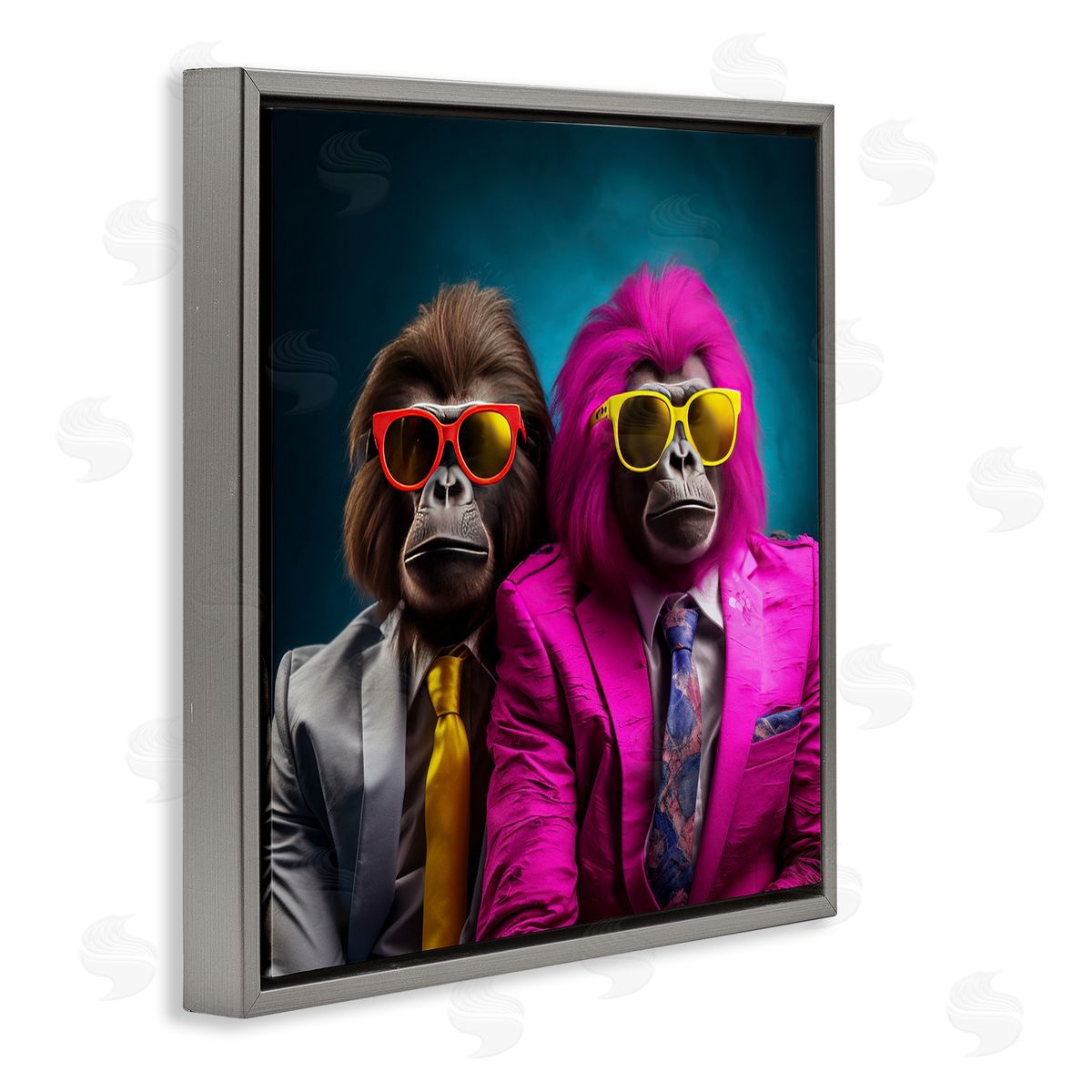 Irena Orlov Gorillas in Suits Gray Floater Frame Canvas Artside_