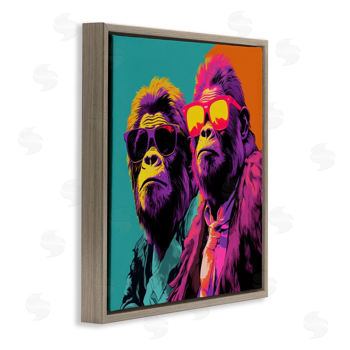 Irena Orlov Pop Style Gorilla Duo Brown Floater Frame Canvas Artside_