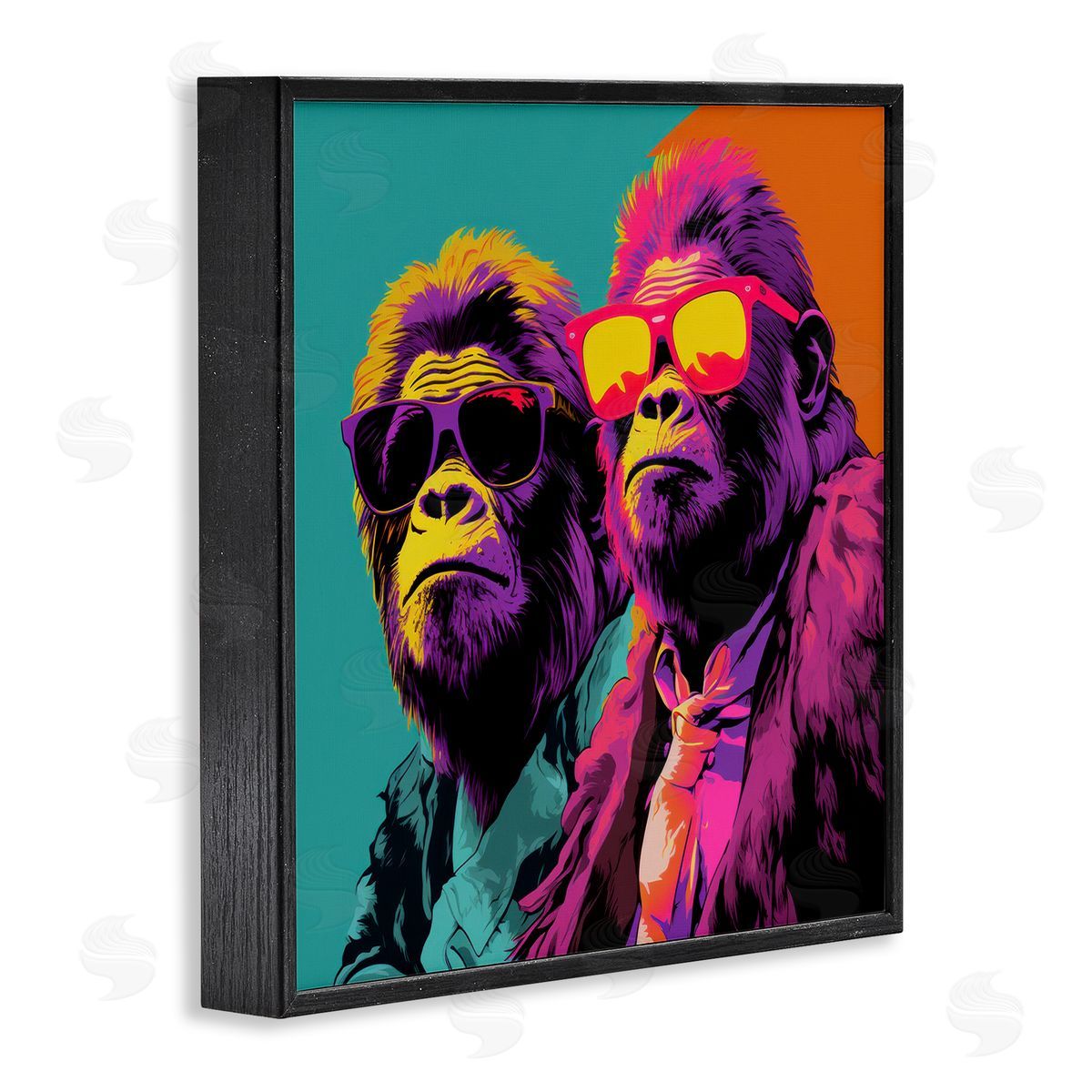 Pop Style Gorilla Duo Black Frame Print Wall Art, Home Decor by Irena Orlov