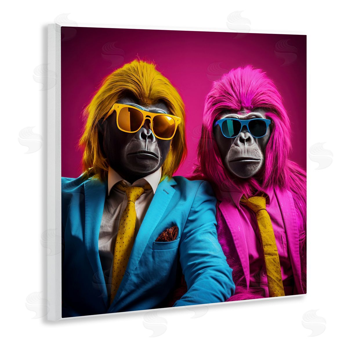 Irena Orlov Pink & Yellow Gorillas Wall Plaque Artside_