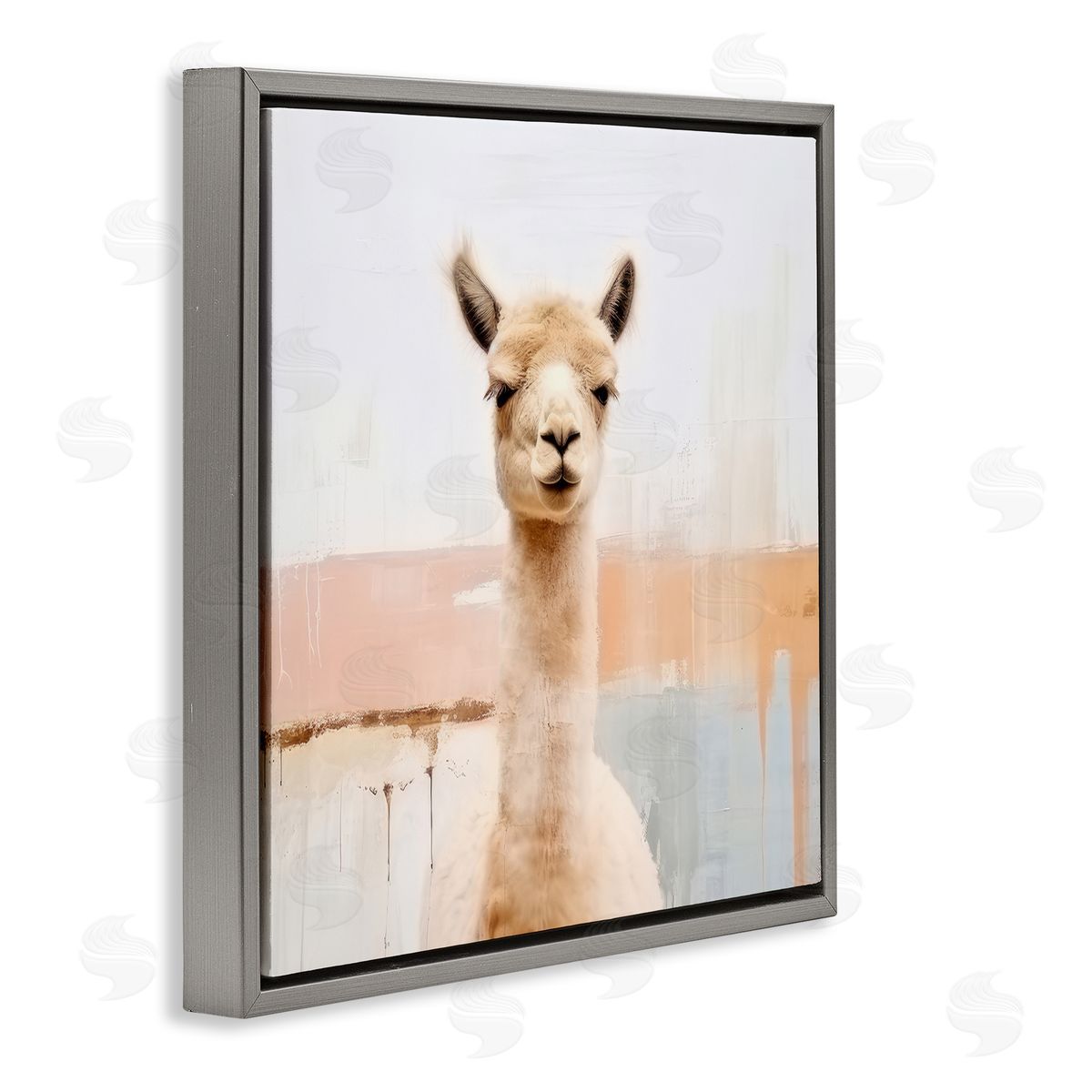 Irena Orlov Rustic Llama Portrait Gray Floater Frame Canvas Artside_