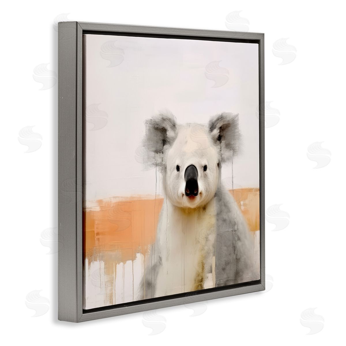 Irena Orlov Koala with Modern Drip Gray Floater Frame Canvas Artside_