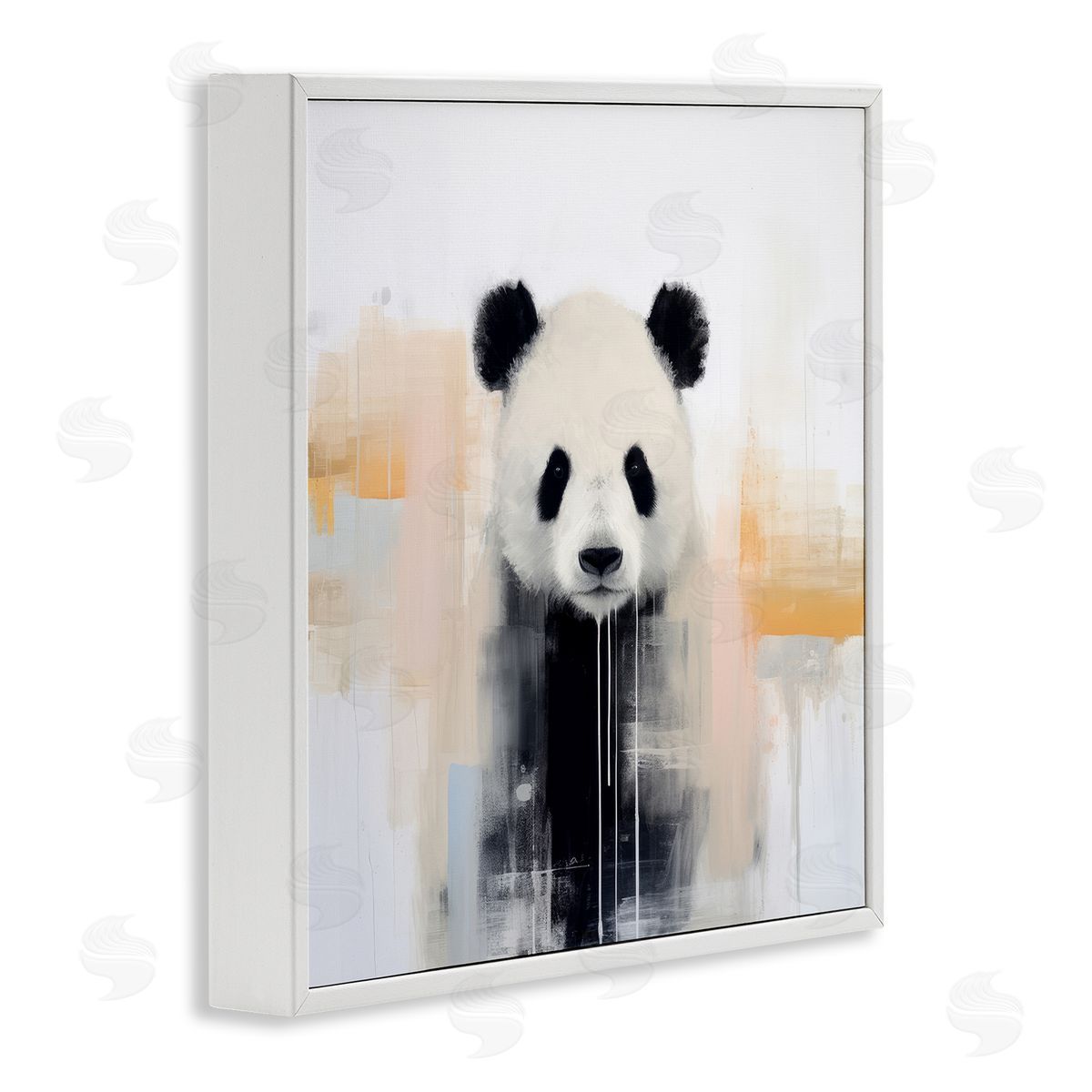 Irena Orlov Abstract Panda Bear White Framed Giclee Wall Artside_