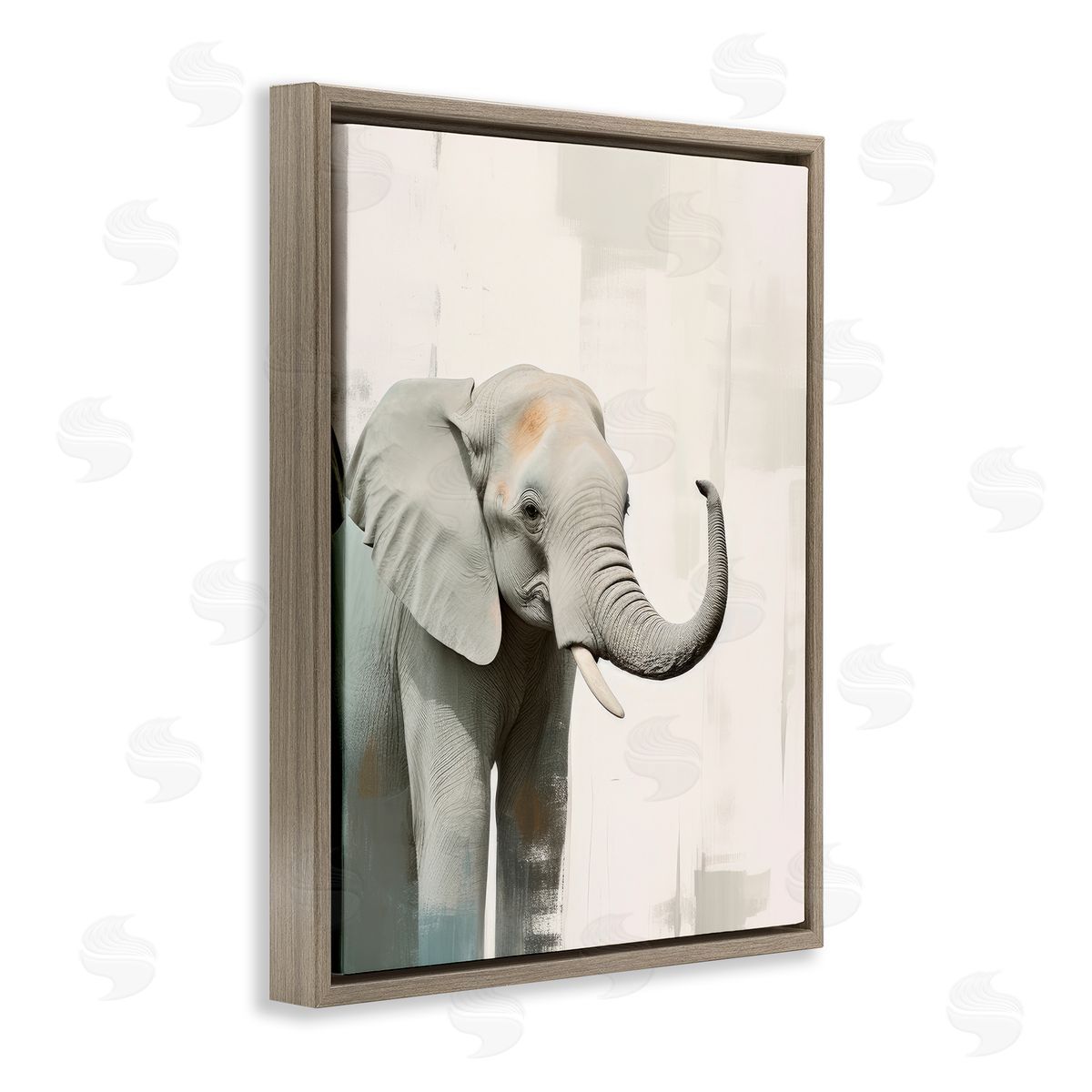 Irena Orlov Grey Modern Elephant Brown Floater Frame Canvas Artside_