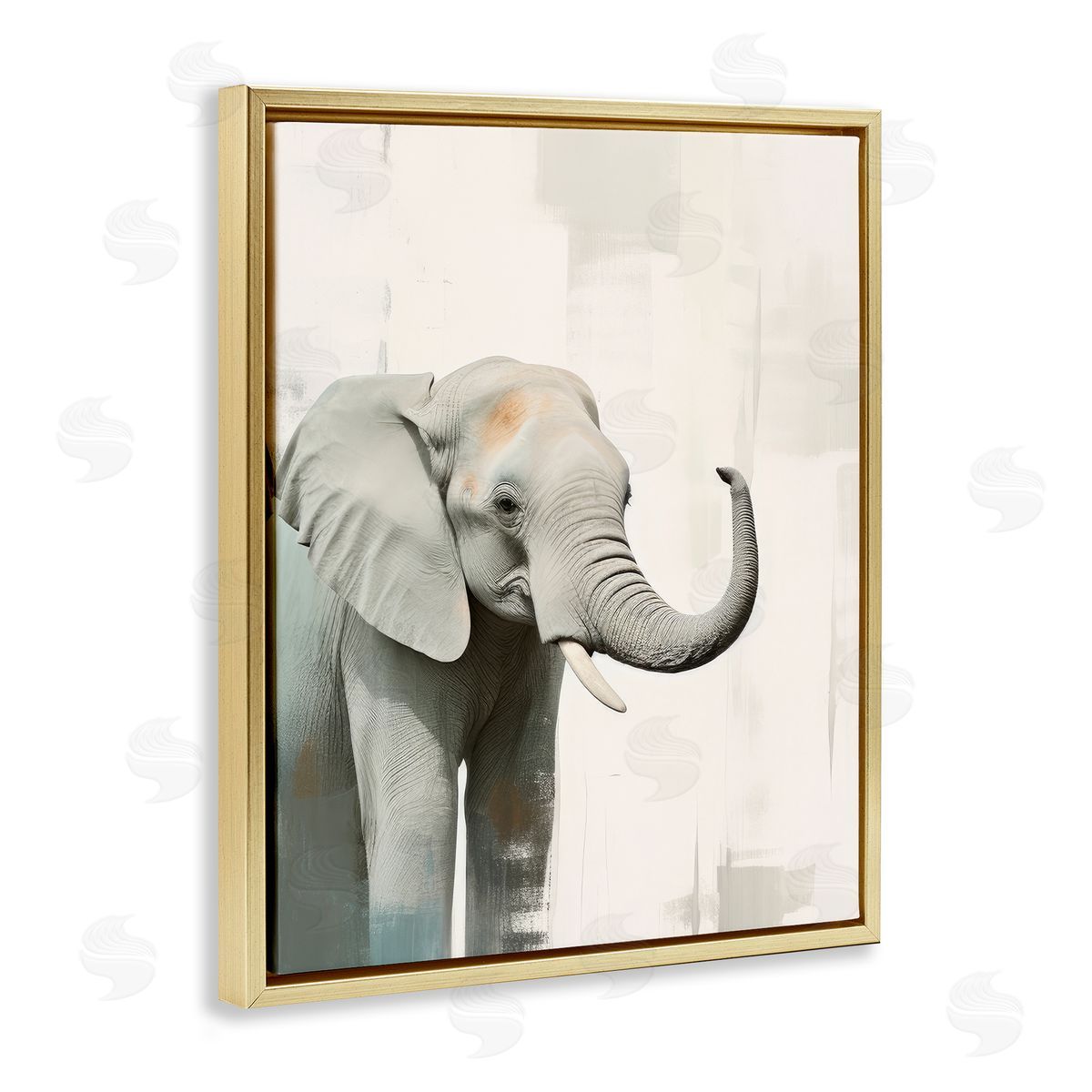 Irena Orlov Grey Modern Elephant Gold Floater Frame Canvas Artside_