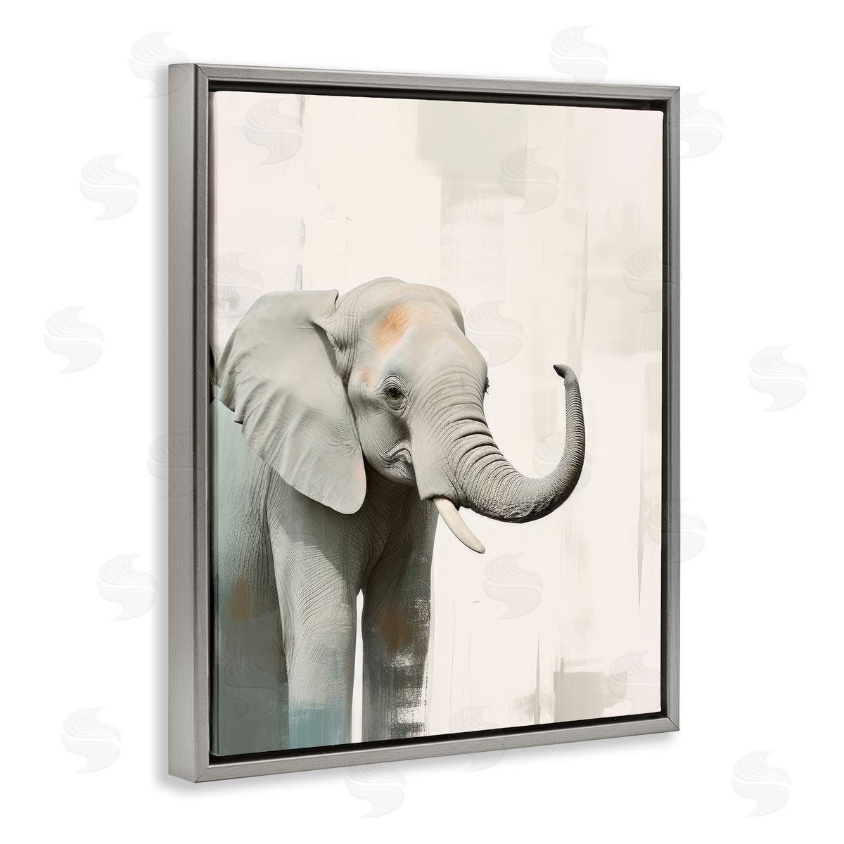 Irena Orlov Grey Modern Elephant Gray Floater Frame Canvas Artside_