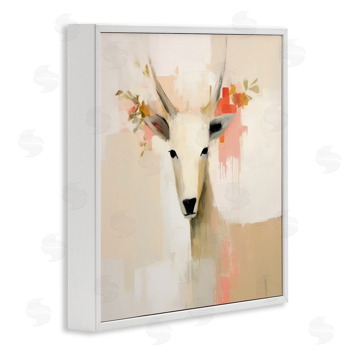 Irena Orlov Beige Antelope Portrait White Framed Giclee Wall Artside_
