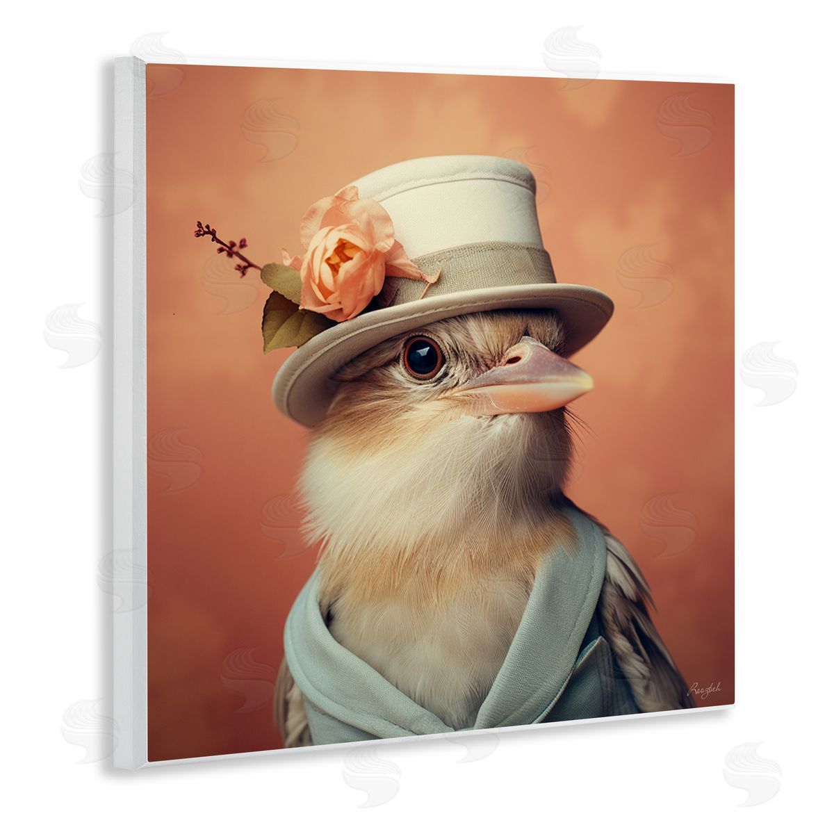 Roozbeh Bird in Vintage Hat Wall Plaque Artside_