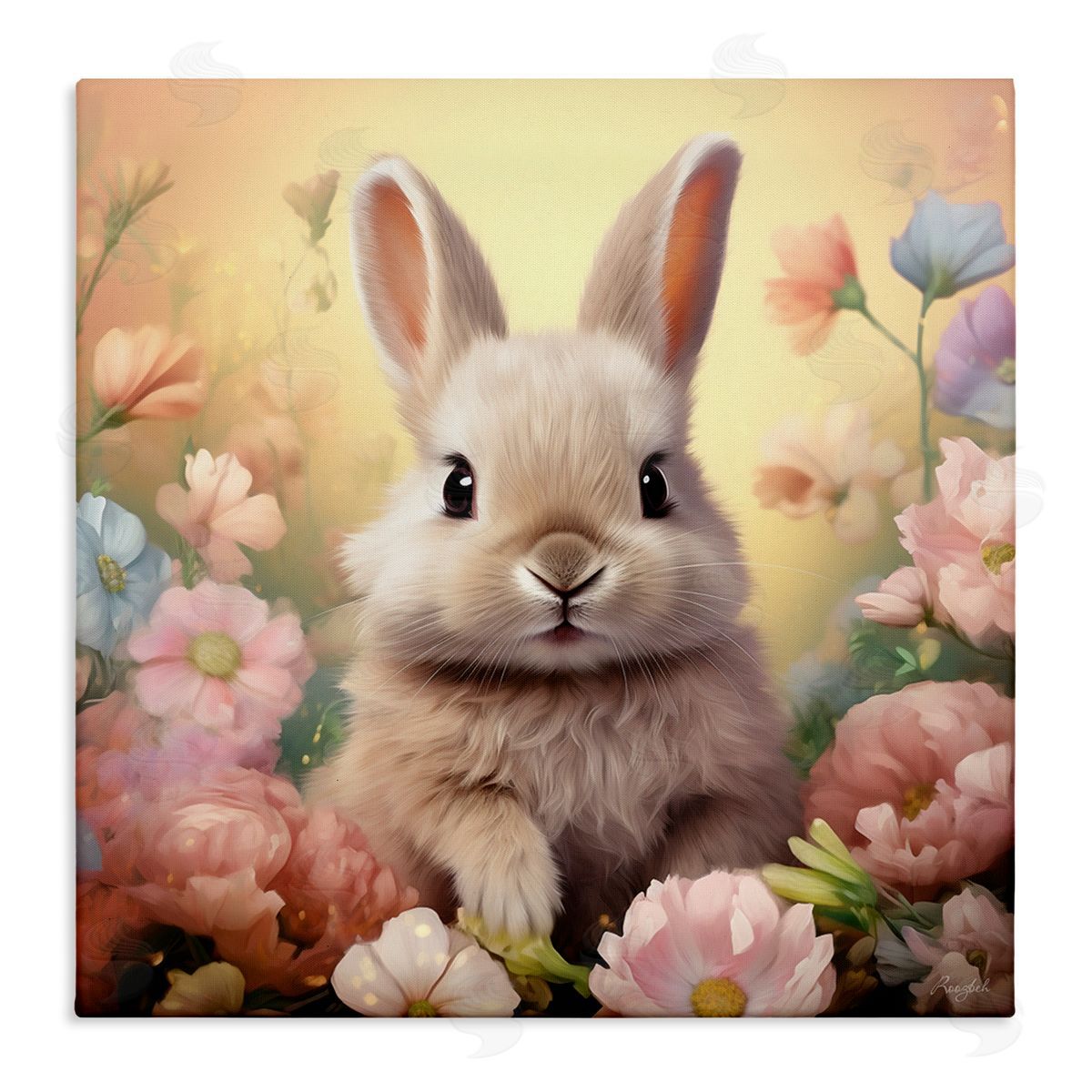 Roozbeh Bunny in Meadow Canvas Wall Art
