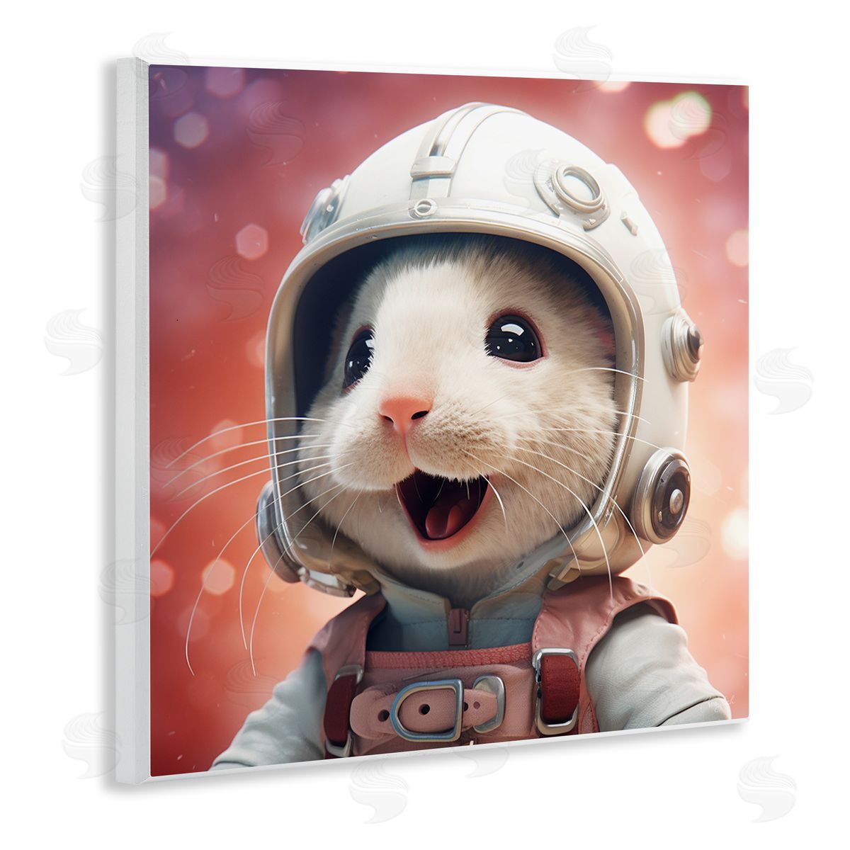 Astronaut Mouse Portrait Wood Plaque Wall Art, Home Decor by Roozbeh