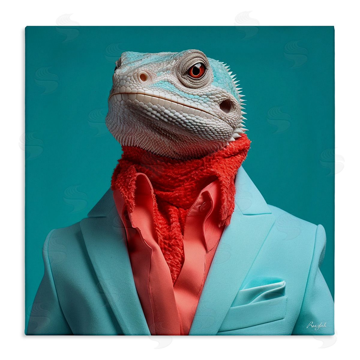 Roozbeh Trendy Iguana Portrait Canvas Wall Art