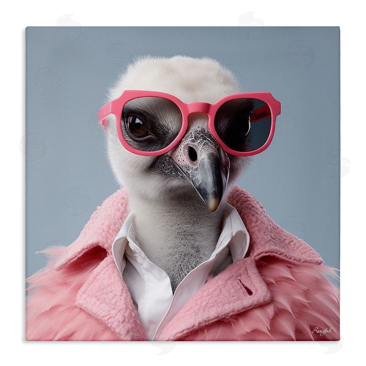 Roozbeh Trendy Ostrich in Pink Canvas Wall Art
