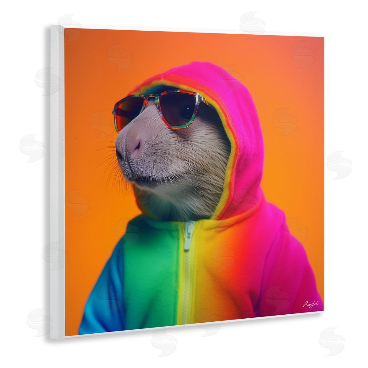 Roozbeh Rainbow Beaver Portrait Wall Plaque Artside_