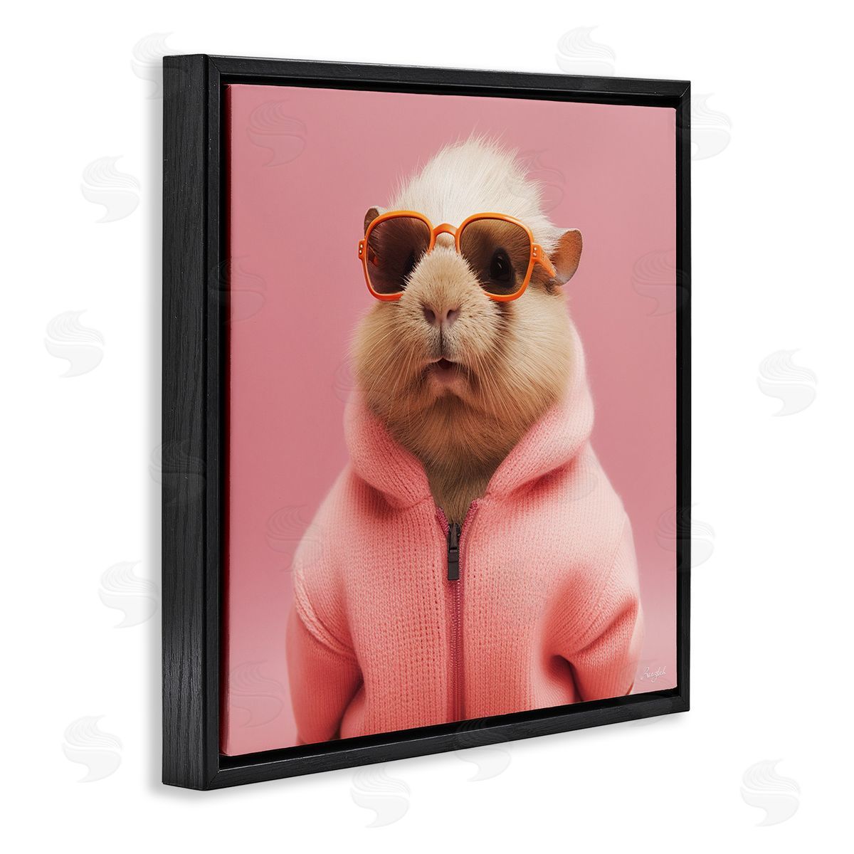 Roozbeh Fashionable Animal in Pink Black Floater Frame Canvas Artside_
