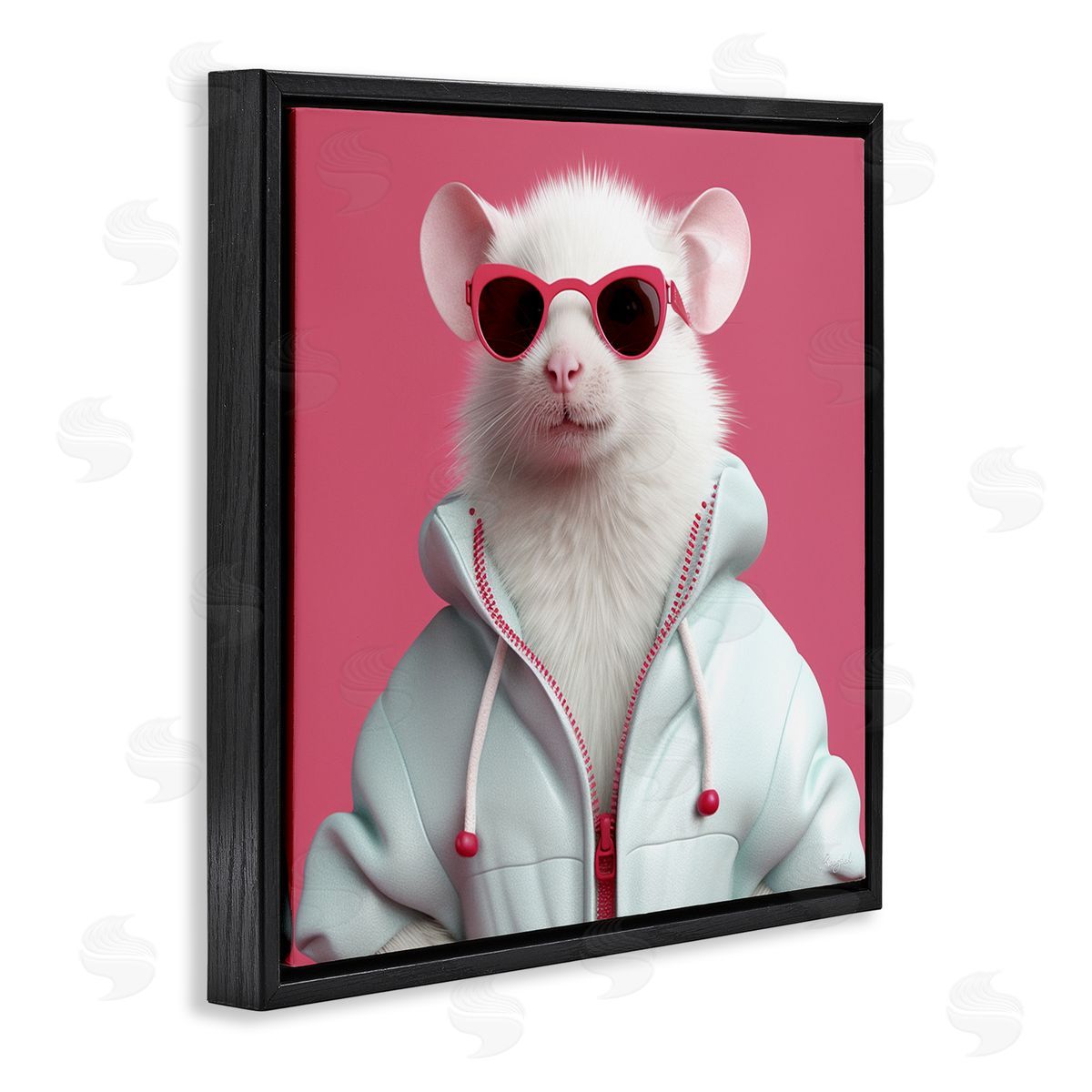Roozbeh White Trendy Mouse Black Floater Frame Canvas Artside_