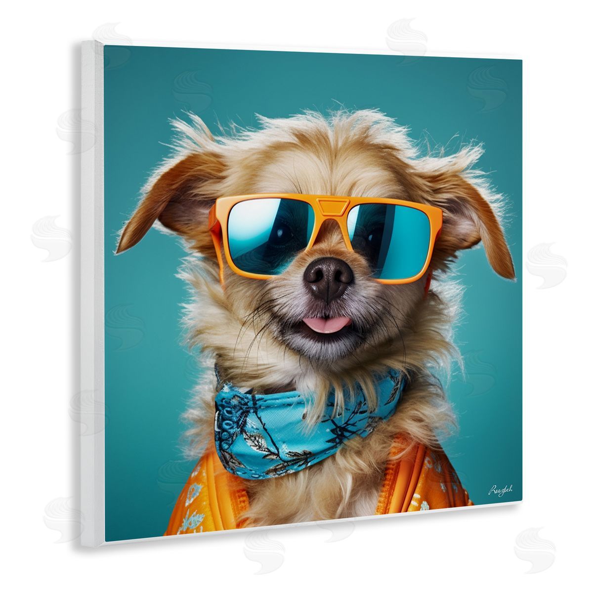 Hipster Dog Portrait Wood Plaque Wall Art, Home Decor by Roozbeh