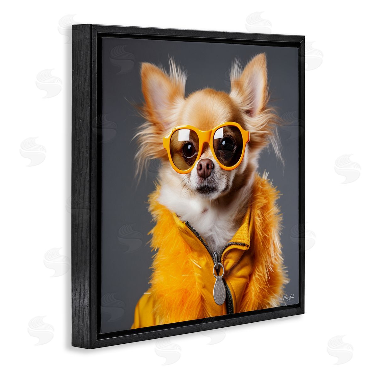 Roozbeh Trendy Chihuahua Portrait Black Floater Frame Canvas Artside_