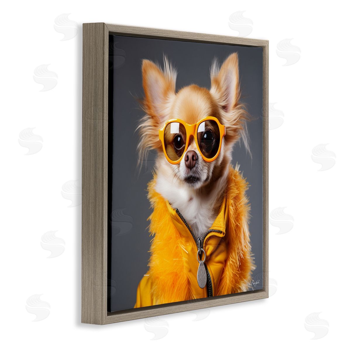 Roozbeh Trendy Chihuahua Portrait Brown Floater Frame Canvas Artside_