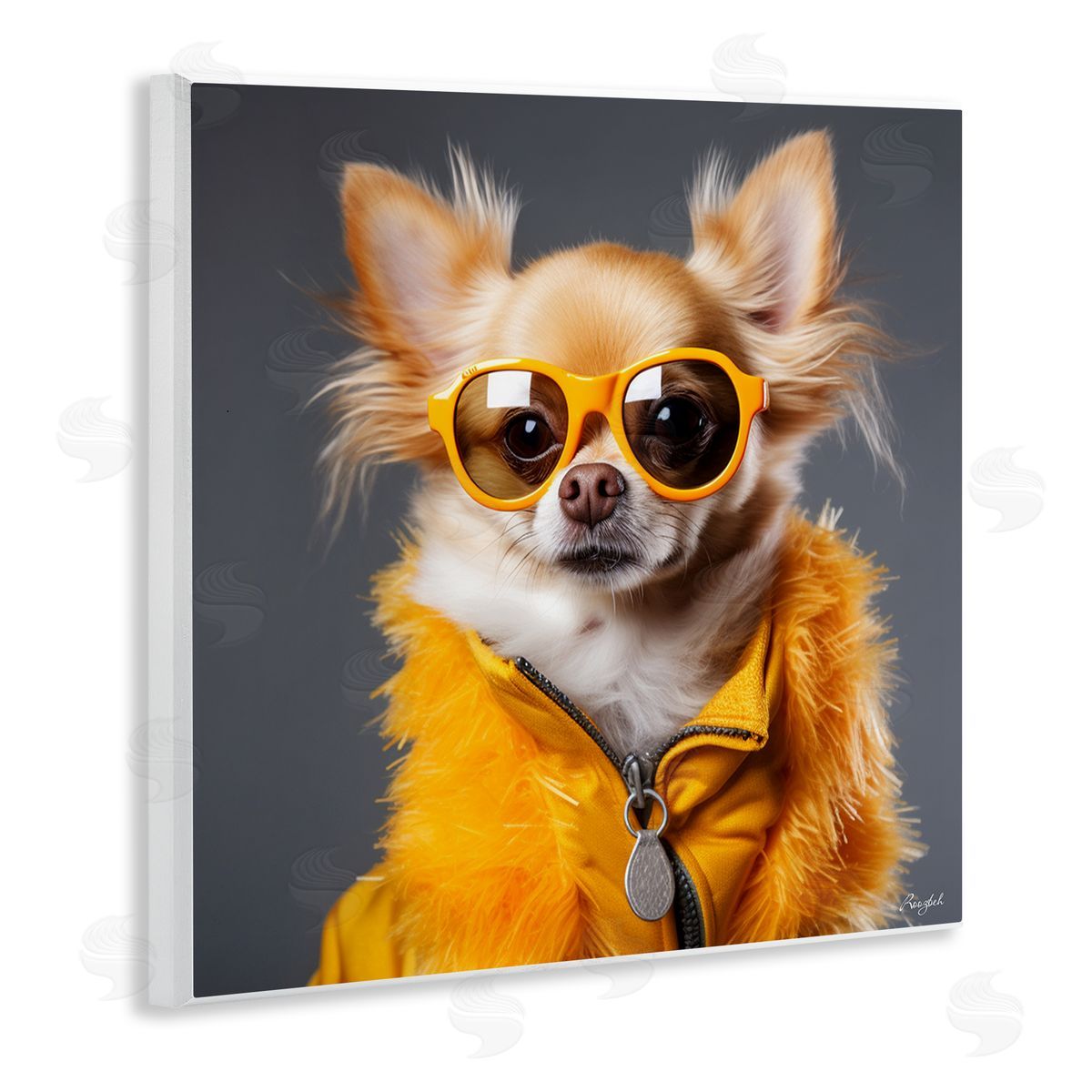 Roozbeh Trendy Chihuahua Portrait Wall Plaque Artside_