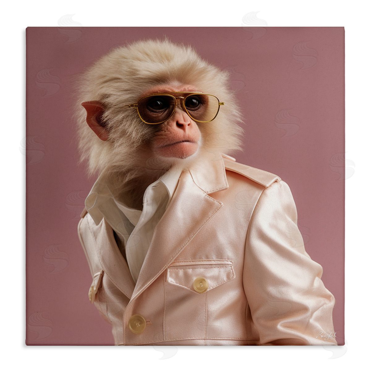Roozbeh Fashionable Monkey Portrait Canvas Wall Art