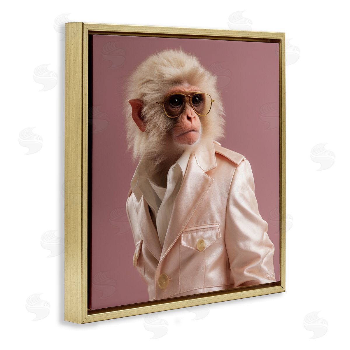 Roozbeh Fashionable Monkey Portrait Gold Floater Frame Canvas Artside_